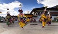 Bhutanese Sha Na Cham, black hat dance , Tamshing Goemba, Bumthang, central Bhutan. Royalty Free Stock Photo