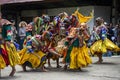 Bhutanese Cham masked dance, animal head deities catching evil spirit , Tamshing Goemba, Bumthang, central Bhutan. Royalty Free Stock Photo