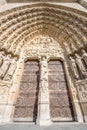 Main gate of Cathedral Notre Dame Paris France Royalty Free Stock Photo