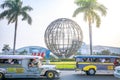 Main gate of Mall of Asia with Globe Rotunda in Pasay, Manila, Philippines.