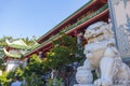 The main gate of the monastery. The Lady Buddha Statue the Bodhisattva of Mercy at the Linh Ung Pagoda in Da Nang Vietnam