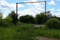 The main gate of the ruined warehouse. Royalty Free Stock Photo