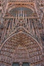 Main gate to the Cathedral of our lady of strasbourg in France Royalty Free Stock Photo