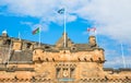 Main gate to the Edinburgh Castle in a sunny summer day, Scotland.