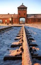 Main gate to nazi concentration camp of Auschwitz Birkenau.