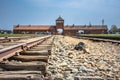 Main gate to nazi concentration camp of Auschwitz Birkenau