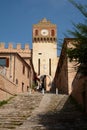 The main gate to the old town. Gradara. Pesaro and Urbino province. Marche. Italy