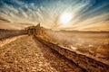 Main gate of Tzarevetz fortress at sunrise Royalty Free Stock Photo