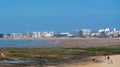 Main Grande beach view and Les Sables d Olonne cityscape Vendee