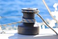 Main halyard winch on sailing yacht Royalty Free Stock Photo