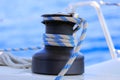 Main halyard winch on sailing yacht Royalty Free Stock Photo