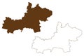 Main-Kinzig district Federal Republic of Germany, rural district Darmstadt region, State of Hessen, Hesse, Hessia map vector