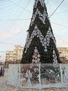 the main large decorated Christmas tree on the square