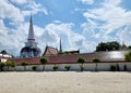 The main larger stupa in the Sri Lankan-style at Wat Phra Mahathat Woramahawihan