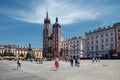 Main market and Basilica of Saint Mary Church of Our Lady Assumed into Heaven also known as Saint Mary`s Church. Cracow in Poland Royalty Free Stock Photo