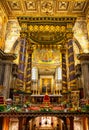 Main nave and presbytery of papal basilica of Saint Mary Major, Basilica di Santa Maria Maggiore, in center of Rome in Italy Royalty Free Stock Photo