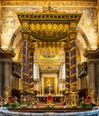 Main nave and presbytery of papal basilica of Saint Mary Major, Basilica di Santa Maria Maggiore, in center of Rome in Italy Royalty Free Stock Photo