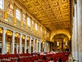 Main nave and presbytery of papal basilica of Saint Mary Major, Basilica di Santa Maria Maggiore, in Rome in Italy Royalty Free Stock Photo