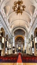 Main nave and presbytery of Saint Pierre d\'Arene St. Peter church in historic Le Carre d\'Or district of Nice in France