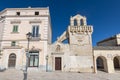 The main Piazza Vittorio Veneto, town square of Matera and bells of the chapel of Mater Domini, Italy