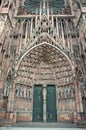 Main portal of Cathedral of Our Lady of Strasbourg Royalty Free Stock Photo