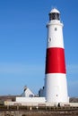 Main red and white lighthouse on Portland near Weymouth in Dorset Royalty Free Stock Photo