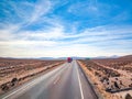 main road in direction Cusco near Arequipa at Altiplano region Royalty Free Stock Photo