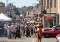 The main road in ErnÃÂ©e, pays de la loire, France during the Foire Saint Gregoire 2018