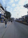 Main road of a town sambalpur in the morning