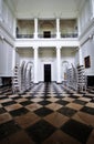 Main room with checkered floor at Russborough Stately House, Ireland