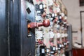 Main safety isolator switch is on shield, industrial electric panel Royalty Free Stock Photo