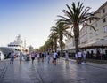 Main seafront promenade in Trogir, Dalmatia, Croatia. Royalty Free Stock Photo