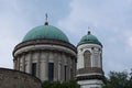 Main and side towers with round dome roof of Primatial Basilica of the Blessed Virgin Mary Assumed Into Heaven and St Adalbert