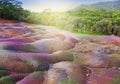 Main sight of Mauritius- Chamarel- seven color lands Royalty Free Stock Photo