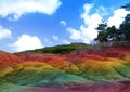Main sight of Mauritius- Chamarel- seven color lands in a sunny day Royalty Free Stock Photo