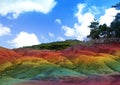 Main sight of Mauritius- Chamarel- seven color lands in a sunny day