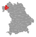 Main-Spessart county red highlighted in map of Bavaria Germany