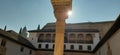 The main Square in the Alhambra brightened by the Sun