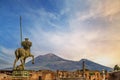 Ancient Pompeii town skyline, wide view of the city ruins. Royalty Free Stock Photo