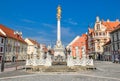 Main square building and plague column in Maribor city, Slovenia, Europe. Royalty Free Stock Photo