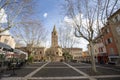 The main square and cathedral in the ancient french town of Frejus
