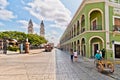 Main square with Cathedral in Campeche, Mexico