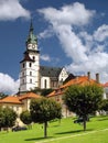 Main square, church and castle in Kremnica Royalty Free Stock Photo