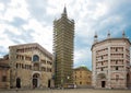 Main square of the city, with the cathedral and its baptistery Royalty Free Stock Photo