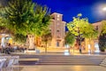 Night view of main square in downtown Crikvenica. Istria, Croatia