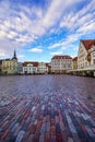 Main square with cobblestone floor and old medieval buildings. Tallinn Estonia. Royalty Free Stock Photo