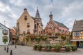 Main square in Eguisheim, Alsace, France Royalty Free Stock Photo