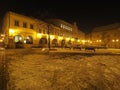 Main square in historical city center of Bielsko-Biala in Poland in cold winter evening