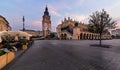 The main square of Krakow in the morning in summer. Royalty Free Stock Photo