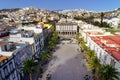 Main square of Las Palmas de Gran Canarias. Aerial view with its multi-colored houses in the typical colonial style of the city. Royalty Free Stock Photo